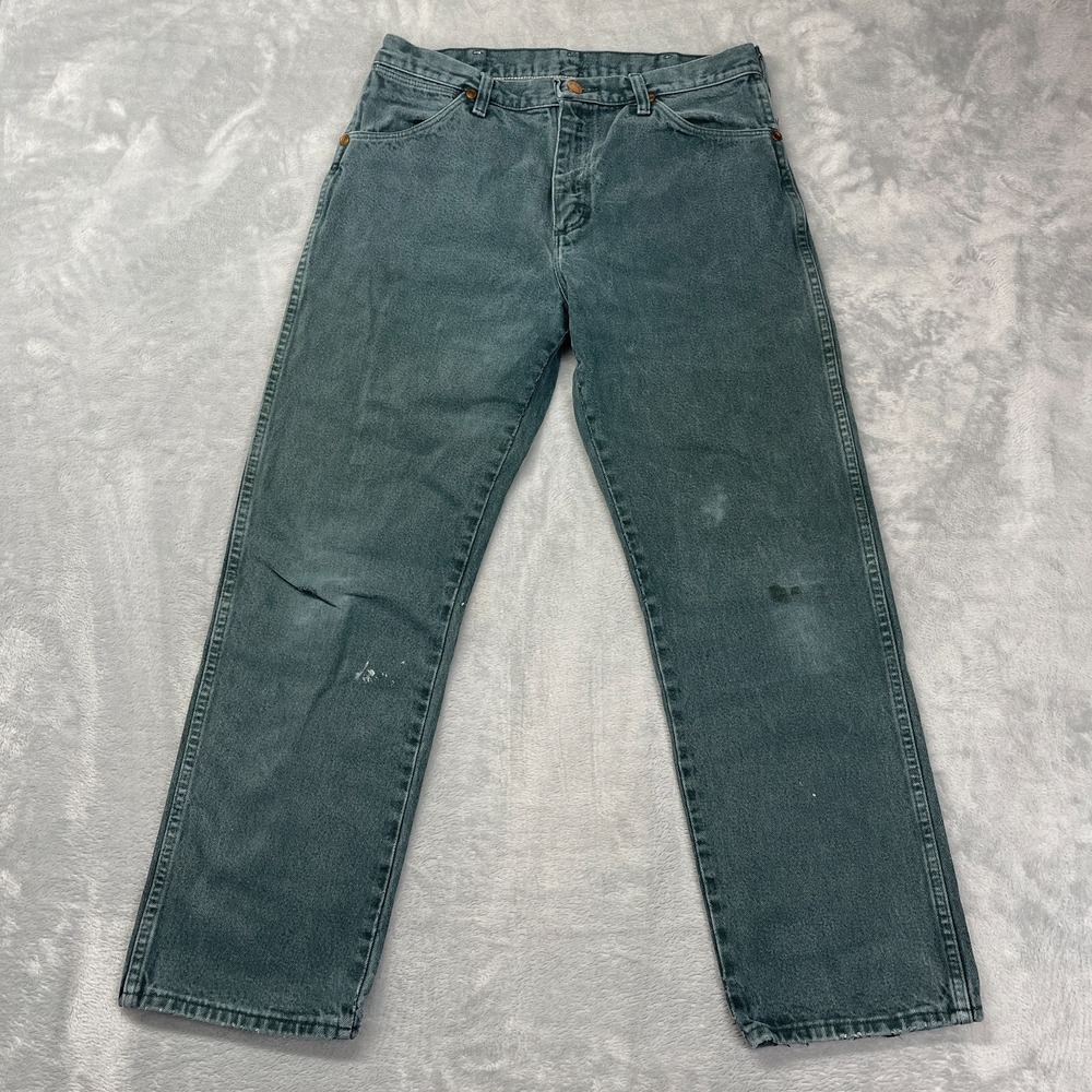Wrangler Jeans Mens 33x30 Gray Denim Relaxed Fit Americana Straight Leg USA Made
